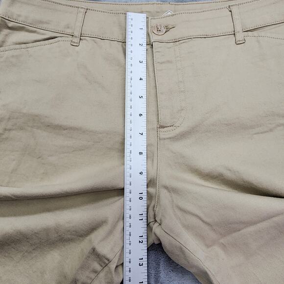 St Johns Bay Pants Womens 18P PETITE Tan Khaki High Rise Stretch Cotton Preppy - Picture 10 of 13
